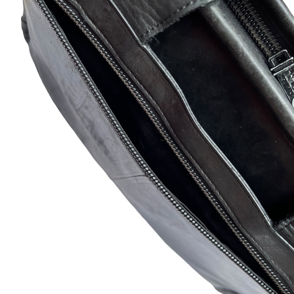 Tumi 96111DH ALPHA Slim Large Screen Black Leather Portfolio Briefcase Laptop - Picture 9 of 16